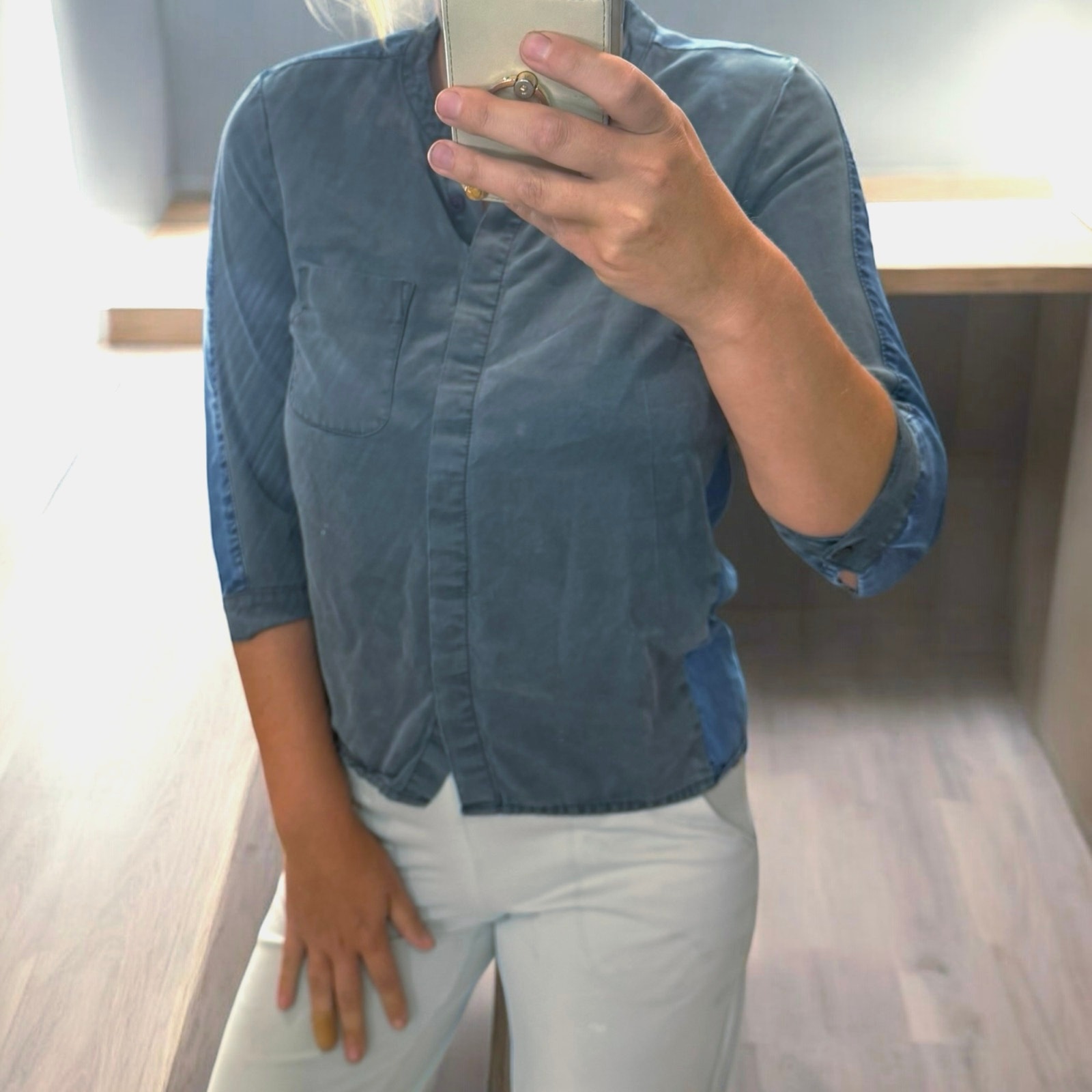 Gsus Amsterdam Victoria Indigo Blouse Chambray Top Xs